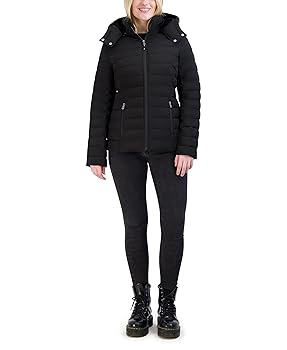 Amazon.com: Nautica Women's Short Stretch Puffer Jacket With